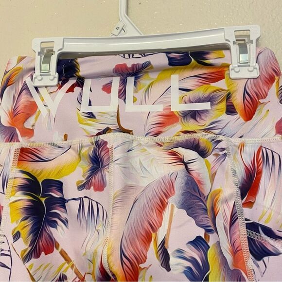Vull Tie-dye tropical print palm lavender leggings full length hi Rise pockets S - Picture 4 of 9
